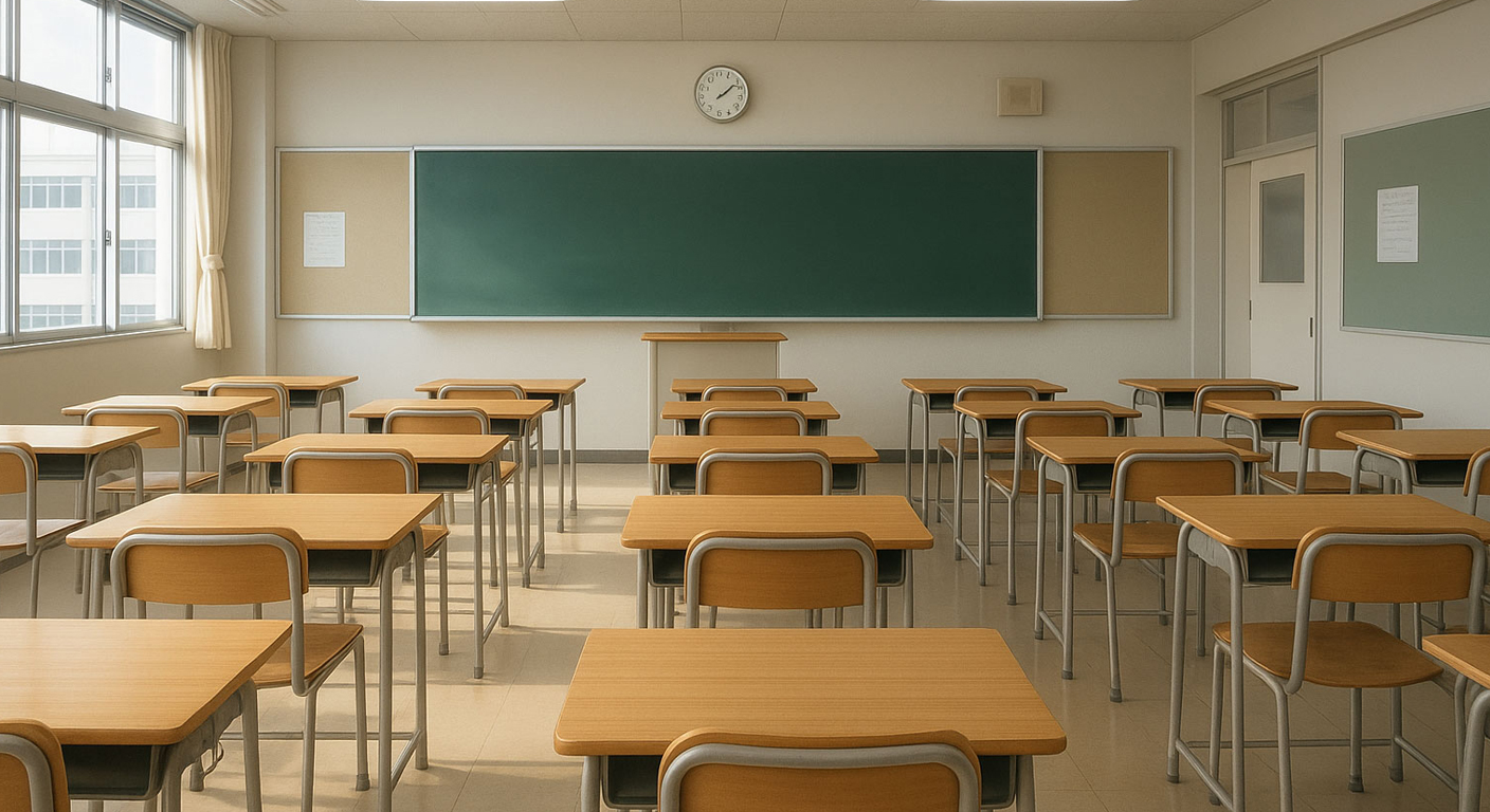 学校の教室に学習セットを設置した例